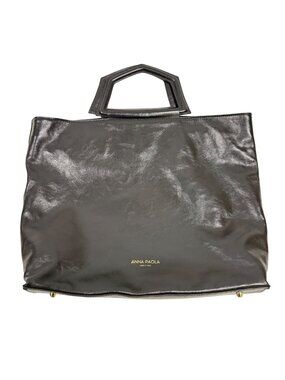 Anna Paola Bonnie Black Leather Tote Satchel‎ Made in Italy